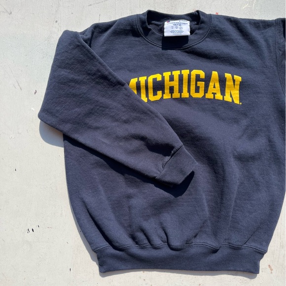 Kid's Champion Sweatshirt Blue Michigan M College Active Gym NCAA Youth School - Picture 5 of 11